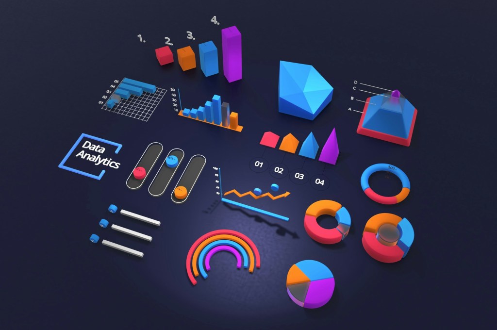 An image of various types of graph and dat analytics,